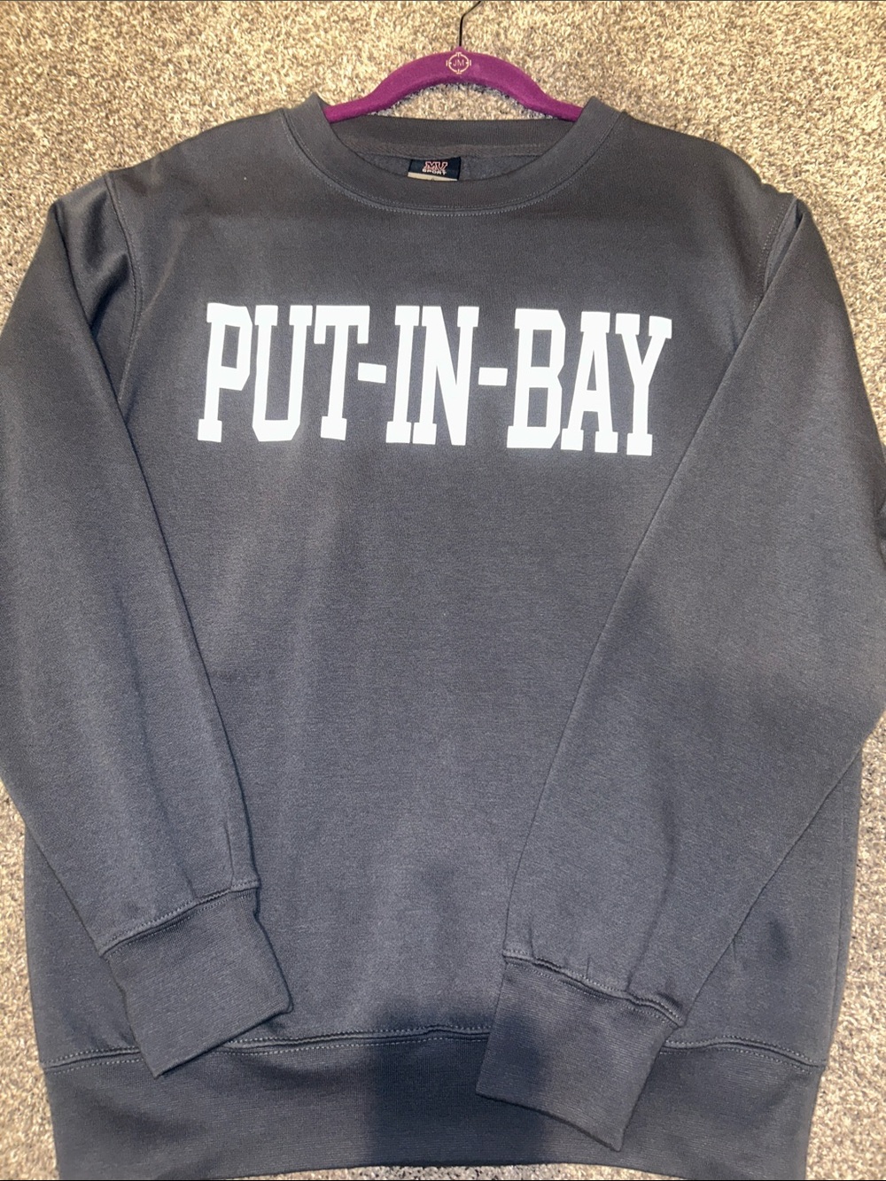 MV Sport Black Crewneck Sweatshirt with White PUT-IN-BAY Lettering